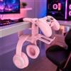 Generic Supporto per cuffie rotante con rotazione a 360° - Supporto regolabile con morsetto sotto scrivania, supporto universale per cuffie da gaming e ufficio (Rosa)