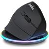 Perixx PERIMICE-715RX Mouse Verticale Ricaricabile Senza Fili - Doppia Funzione di Ricarica (Cavo & Wireless) - Caricabatterie Wireless Incluso - Per destrimani - Nero