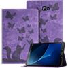 Auslbin Goffrato Cover Samsung Tab A 2016 10.1, Custodia per Tablet in Pelle PU Retrò a Tema Farfalla e Gatto per Galaxy Tab A6 (2016) 10.1, Viola