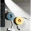 Generic 2 avvolgicavo rotanti per cavi, portatile, retrattile, a forma di cerchio, piccolo organizer compatto per cavi, caricabatterie e auricolari (giallo e blu)