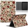 Stradvnaly Tablet Cover per Samsung Galaxy Tab S7 FE 12,4 SM-T970/T975/Tab S8+ 2022 SM-X800/X806/Tab S7 Plus,Aesthetics Custodia Stand Multi-Angoli PU Flip Cover,Bouquet Bianco Rosso Foglie Verdi