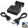 Ihteyuo Adattatore VGA a HDMI, convertitore VGA HDMI con audio, convertitore 1080p Full HD, maschio a femmina, cavo audio da 3,5 mm e alimentazione USB, compatibile con PC, portatile, TV, monitor