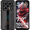 OUKITEL WP60 7.2 Rugged Smartphone 5G, 36GB+512GB Rugged Phone | 10000mAh Telefono Indistruttibile, 108MP+32MP Cellulari Cantiere, MTK Dimensity 7025, 5G Dual SIM/Face ID/NFC, Nero