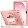 ProCase Cover Galaxy Tab A9+ Plus 11 Pollici 2023 SM-X210/X216/X218, Rugged Custodia Protettiva Antiurto con Cavalletto Rotante 360, Cinturino a Mano e Tracolla -Rosa