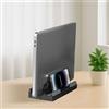 Generic Supporto verticale regolabile per computer portatile - Organizzatore da scrivania in plastica poco ingombrante per laptop e tablet, nero