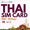 BeachSIM Solo-Dati Carta SIM Thailandia 30 Giorni. 5GB Dati 4G/5G ad Alta Velocità. Attivazione Rapida Online. Facile da Ricaricare o Estendere. Compatibile con Dispositivi iOS e Android Sbloccati