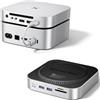 iDsonix Dock Mac mini M4 con alloggiamento SSD M.2 NVMe/SATA, 2 x USB-A 10 Gbps, 2 x USB-A 5 Gbps, slot per schede TF/SD, connettore audio da 3,5 mm, docking station per Mac mini M4/M4 Pro - M4D1