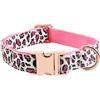 XPangle Collare per cani con fibbia in metallo, resistente, regolabile, morbido, per cani di taglia piccola, media e grande (S(25,4-35,6 cm), rosa leopardato)