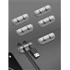 Generic Supporto organizer per cavi, adesivo resistente, per tenere ordinati i cavi di ricarica del telefono, per casa, ufficio, auto, scrivania, comodino (grigio, 5 x 15 cm)