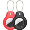 SPGUARD Compatibile con Apple AirTag Secure Holder con cavo, 2 Pack Air Tag Lock Case Portachiavi per chiavi, bagagli e altro (nero e rosso)