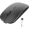 Feriany ricaricabile, mouse ottico ultra silenzioso da 2,4 G, ricevitore USB e tipo C, per computer portatile, (nero)