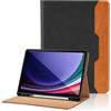Oduio Custodia per Samsung Galaxy Tab S10 Ultra 2024/S9 Ultra 2023 14.6 pollici SM-X920/X926B/X910/916 Cover in PU Case Coperchio con Tasca,Portapenne Multi-Angli Supporto Pieghevole Cover Protettiva,Nero