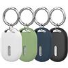 NEWZEROL 4 Pezzi Cover Compatibile per Xiaomi Smart Tag | Cover Protettiva in Silicone Completa Copertura Protettiva Antigraffio con Portachiavi - Nero/Bianco/Blu/Verde Erba