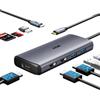 SSK Docking station USB C 3 monitor, 9 en 1 Hub USB C singolo 8K/Dual 4K60Hz DisplayPort Dock con 2 porte HDMI, DisplayPort, 100 W PD, 3 USB, SD/TF, Docking station per laptop