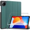Heioloo Custodia per Xiaomi Redmi Pad SE 8.7 Cover in Pelle Case, + [1 Pezzi] Vetro Temperato Pellicola Protettiva [Auto Svegliati/Sonno][Supporto Funzione ] [Anti-Scratch] Verde