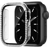 Generic Custodia protettiva per Apple Watch con pellicola protettiva per Apple Watch da 38-49 mm, serie 1-11/SE/Ultra, con strass e strass, da donna (trasparente, 44 mm)