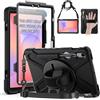Gerutek Cover per Samsung Galaxy Tab S10 Lite/S10 FE/ S9 FE 10,9'', Nero | Tab S9/S8/S7 11 Pollici Custodia Robusta Antiurto con Pellicola Protettiva Supporto Girevole a 360°,Cinghia per Mano/Spalla