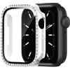 Generic Custodia con diamante a fila singola, compatibile con Apple Watch 49/46/45/44/42/41/40/38 mm, pellicola protettiva integrata adatta per serie 11/10/9/8/7/6/5/4/3/2/1/SE Ultra1/2 (trasparente, serie 4