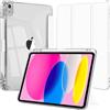 EspZanthic Custodia per iPad A16 11a/10a Generazione 2025 2022 Cover Case Bianco | Portapenne Bumper TPU Morbido Retro Trasparente Supporto Sottile Antiurto Antiscivolo Auto Wake Sleep Tablet Casa Scuola Case