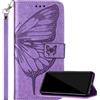 Klapber Custodia per Oneplus 9 Pro, Cover Oneplus 9 Pro Custodia in pelle Goffrata Farfalla, Portafoglio con Slot per Schede e Stand Magnetica Morbida Silicone Custodie Oneplus 9 Pro, Viola