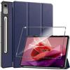 Rojeuinn Cover per Lenovo Tab P12 custodie+1 Pezzi Vetro Temperato,Gomma Protezione Protettivo,Ultra Sottile Antiurto Anti-Graffio TPU Flessibile Case-Blue