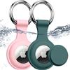 Joremx per AirTag Portachiavi, 2 Pack (Rosa+Verde pallido) | Impermeabile IPX8, Silicone Porta per AirTag di 1ª e 2ª Gen, Segnale Inalterato, Attaccare a Chiavi/Valigie/Collari per Cani
