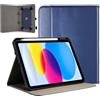 CHARMNAIL Cover per Tablet 11a Generazione, Modello A16 con Alloggiamento per Penna, Custodia Girevole 360° in Pelle PU con Tasca e Maniglia Regolabile, Funzione Svegli/Addormenta, Blu Scuro