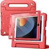 JETech Custodia Bambini per iPad 9ª/8ª/7ª Gen 10,2, Rosso | Cover per 10,2 2021/2020/2019 Modello, Pellicola Protettiva Integrata, Supporto Maniglia, Protezione Completa