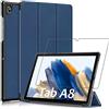 ebestStar - Cover per Samsung Galaxy Tab A8 10.5 (2021) SM-X200 X205, Custodia Protezione Flip Magnetica, Slim Case Sottile Pelle PU, Blu scuro + Vetro Temperato