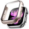 TAURI Cover per Apple Watch Series 11/10 42mm,Clear+Champagne | Con Pellicola Protettiva,Vetro Temperato Integrato, Custodia ad Alta Sensibilità Touch, Design in PC Rigido, 2 Pezzi