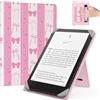 MoKo Custodia per 6,8,7 Kindle Paperwhite eReader Tablets, Fiocco Rosa | Accessori eReader per 6,8, 7 Pouces Kindle Paperwhite/Colorsoft/Kobo/Ocean, Custodia Leggera Folio ,Cinghia da Mano, Support