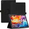 AKNICI Custodia Cover per DOOGEE U9/ DOOGEE U10/ DOOGEE U10 Pro Tablet 10 Pollici, Pelle PU Cover Custodia Protettiva con Cinghia di Sicurezza e Magnete e Funzione di Supporto, Nero