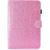 Generico DayQiQiPu Custodia per Huawei MediaPad M5 Lite BAH2-W19/BAH2-L09 (10,1 Pollici) in Pelle PU con Supporto Motivo Brillante Cover Flip Folio Copertura con Portafoglio e Auto Sleep/Wake Rosa