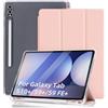 DAORANGE Custodia Cover per Samsung Galaxy Tab S10+ Plus 2024 / S9 FE+ Plus / S9+ Plus 2023 12,4 Pollici con Portapenne, Cover Ultra-sottile Leggero, Funzione Auto Svegliati/Sonno (Rosa)