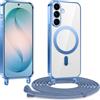 Kokio Cover Magnetica per Samsung Galaxy S26+/S26 Plus Case avec Cordino,Compatibile con MagSafe, Trasparente Morbido Custodia Paraurti Antiurto, Resistente all'us, Antigraffio, Blu