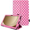 TECHGEAR Custodia in pelle per Samsung Galaxy Tab A9 Plus 11 (SM-X210 / SM-X215) Premium PU pelle sottile Folio Stand Smart Case Cover con cinturino da polso, Auto Sleep/Wake [Polka/Rosa]