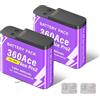 CITYORK (2 pezzi) 2400mAh ricaricabile Batteria per .Insta-360. Ace / 360 Ace Pro / 360 Ace Pro 2 Batteria di ricambio per fotocamera, Set di batterie ricaricabili Accessori per fotocamera sportiva