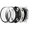 zZjoOoj Custodia per Garmin Venu 4 da 45 mm, protezione totale, pellicola protettiva integrata in vetro temperato ad alta sensibilità, 3 pezzi (bianco avorio, nero, trasparente)