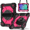 MUDASANQI Custodia protettiva antiurto resistente compatibile con iPad mini 7 (A17 Pro) 2024/Mini 6 2021 8,3 pollici, robusta custodia con tracolla, cinturino da polso e supporto in silicone per bambini (nero +