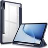 FINTIE Custodia per Samsung Galaxy Tab S8 / Tab S7 (2022/2020) 11 Pollici | con S Pen Portapenne - Antiurto Sottile Custodia Posteriore Trasparente Cover con Bordo in TPU Morbido, Blu Scuro