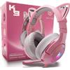 OHAANYY Cuffie Bluetooth Bambini Wireless Orecchie Gatto LED Microfono | Auricolari stereo bimba, cuffia infantile pieghevole micro SD TF, archetti regolabili scuola