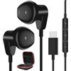 ACANDYA Cuffie USB C con Microfono per iPhone 17 pro max 16 15 16e /Pixel 10a, Nero | Auricolari con Filo USB C per xiaomi REDMI Note 15 15C POCO X8 Pro/Galaxy S26 A16 A26 A56 A57 5G S25FE /Motorola edge 70 60