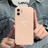 Generic Compatibile con iPhone 12 Custodia in morbido silicone liquido con motivo carino a cuore sottile, custodia protettiva antiurto per donne, per iPhone 12 - Rosa