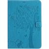 SATURCASE Custodia protettiva a portafoglio in pelle PU con motivo albero di gatto in rilievo, con chiusura magnetica, scomparti per carte di credito, per Samsung Galaxy Tab A 9.7 SM-T550 T555,