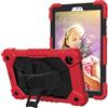 Juaupepo Custodia robusta per Samsung Galaxy Tab A7 Lite 8,7 (SM-T220/T225/T227) 2021, custodia ibrida portatile antiurto con maniglia girevole a 360°, tracolla (rosso + nero)