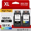 Firstoner 560 561 cartucce XL, PG 560 XL nero e CL 561 XL Faber di ricambio per cartucce Canon 560 561 per TS7450 TS7451 TS5350 TS5351 TS5352 TS5353(Nero, Colore)