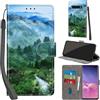 PHINIENLAND Cover per Samsung Galaxy S10 Plus custodia portafoglio Foresta | 3 scomparti carte, 1 tasca banconote, Chiusura magnetica, Supporto, Pelle PU flip cover per Samsung S10 Plus