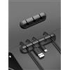 Generic Supporto organizer per cavi, forte adesivo da scrivania, per organizzare i cavi di ricarica del telefono ordinatamente per casa, ufficio, auto, scrivania, comodino (nero, 3 + 5)