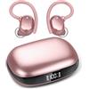 WUYI Cuffie Bluetooth Sport, Auricolari Bluetooth 5.3 con Bassi Icmmersivi, IP7 Impermeabile Cuffie Wireless con 4 Mic, 48 Ore di Riproduzione con Display LED, Ricarica Rápida USB-C Oro Rosa