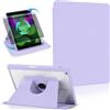 Koze Custodia Rotante iPad 10.2 Pollici 9/8/7 Generazione con Supporto Porta Penna Acrilico Trasparente Protezione 360° Casa Ufficio Disegno Viola Lilla